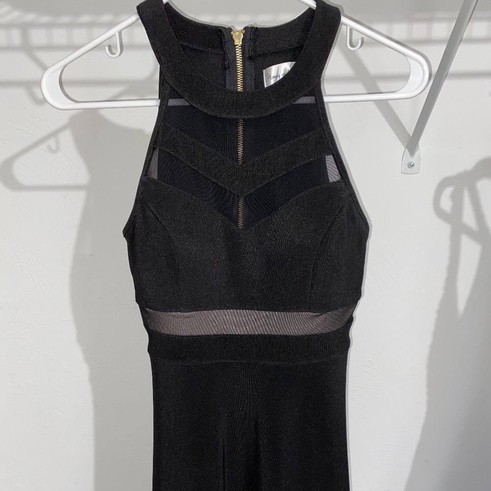 Black High neck knee length dress